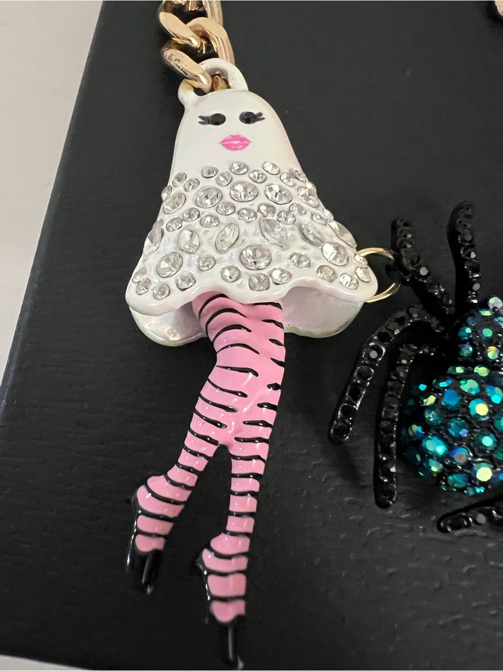Betsey Johnson Halloween Statement Necklace with Pumpkin, Spider & Ghost Charms - Picture 13 of 16